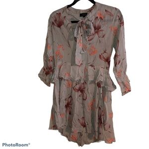 TopShop Floral Chiffon Semi-sheer Ruffle Dress
